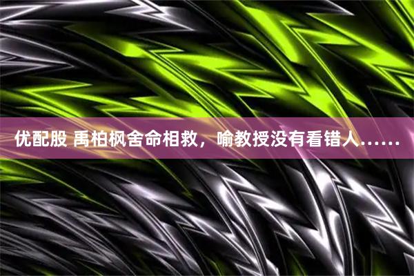 优配股 禹柏枫舍命相救，喻教授没有看错人……